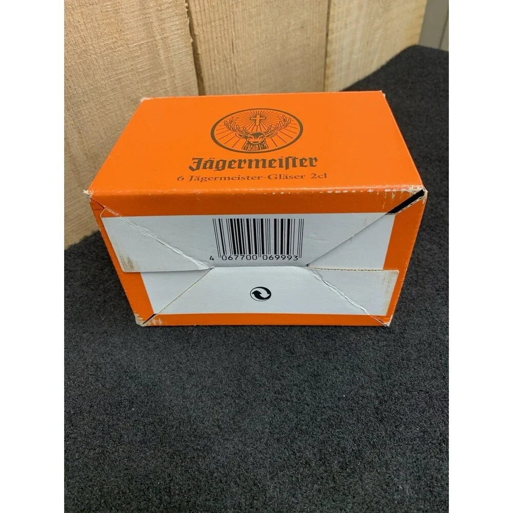 Jagermeister 2CL Shot Glass Set Of 6 Frosted Stemmed Cordial Footed B8